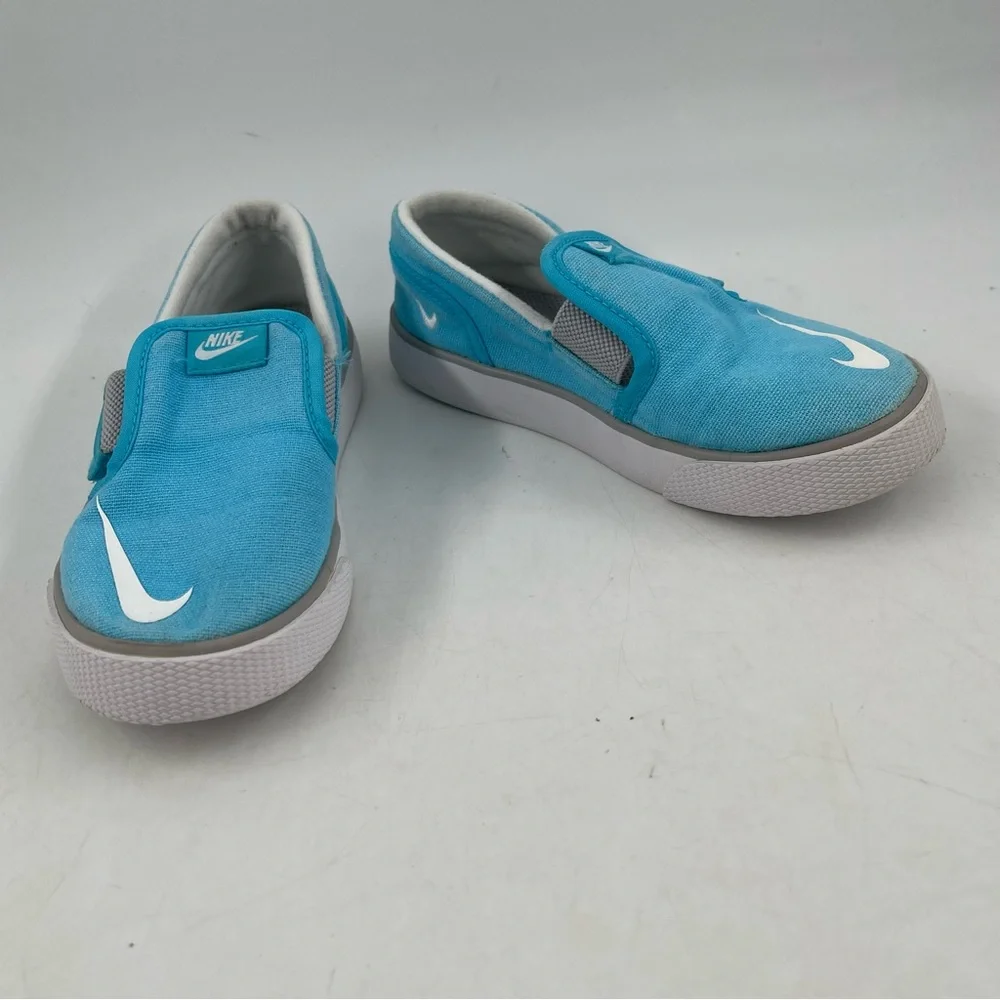Nike Toddlers Kids Toki Slip-on Canvas Sail Blue White Sneakers Shoes - Size 10C